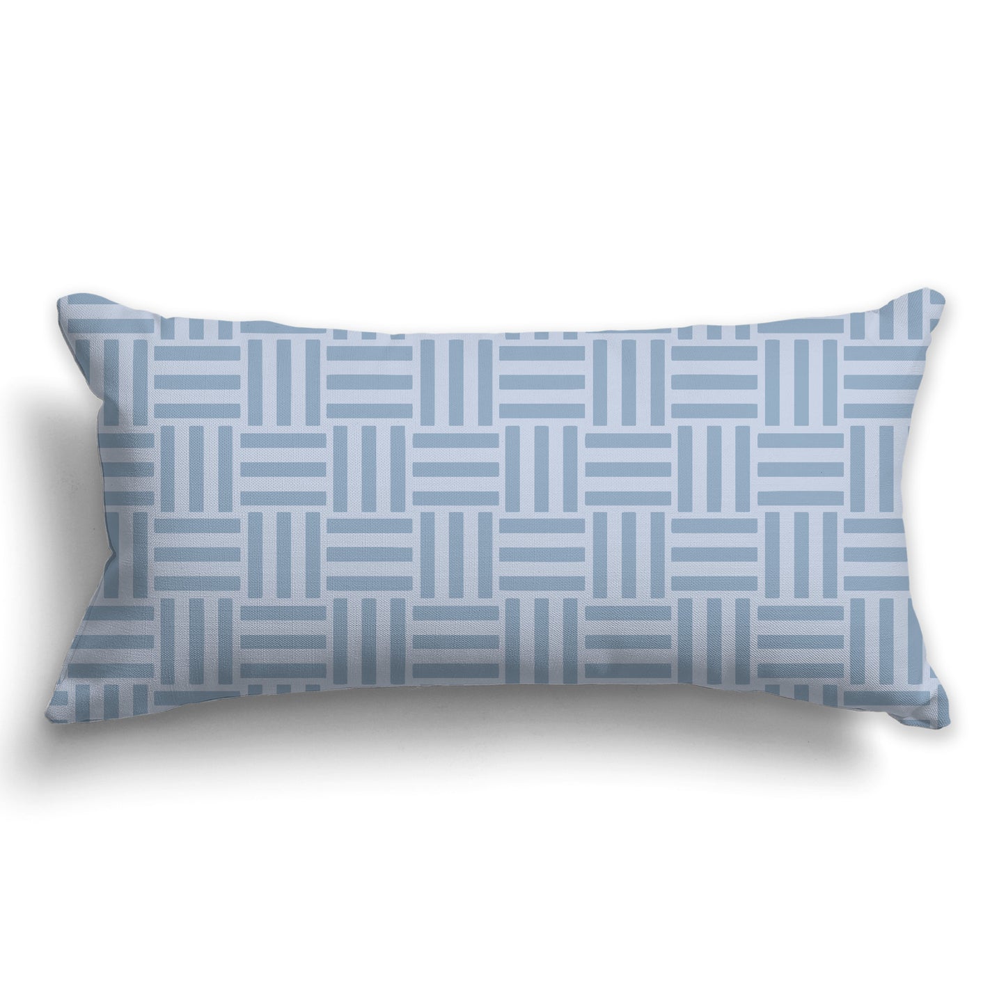 Throw Pillow with Medium Blue and Light Grey Basket Weave Pattern on Both Sides, CAPC-1231-141