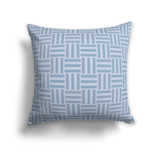 Throw Pillow with Medium Blue and Light Grey Basket Weave Pattern on Both Sides, CAPC-1231-141
