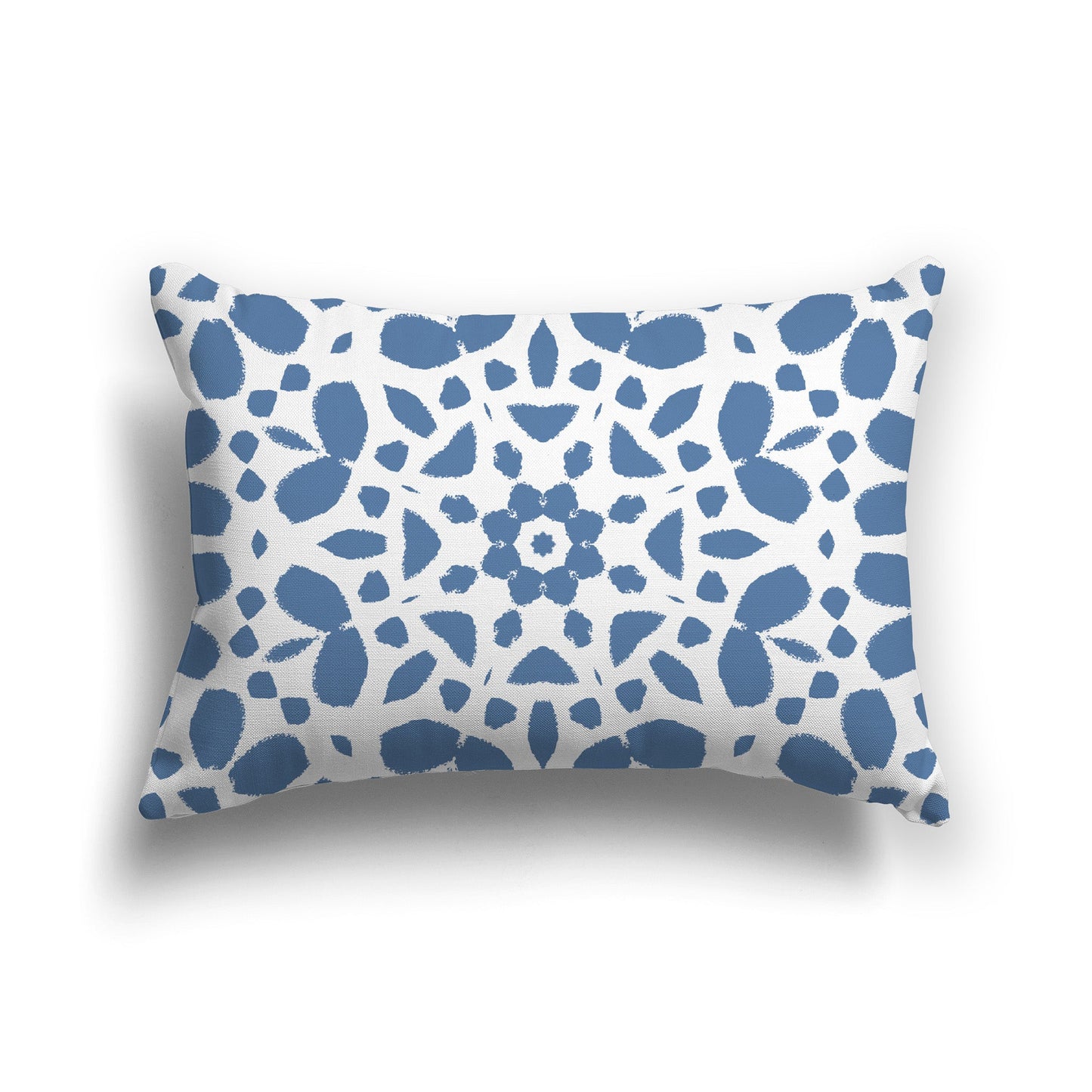 White/Beige-white Throw Pillow with Blue Circular Graphic on Both Sides, CAPC-1231-181