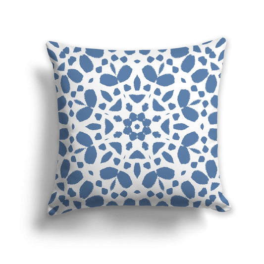 White/Beige-white Throw Pillow with Blue Circular Graphic on Both Sides, CAPC-1231-181