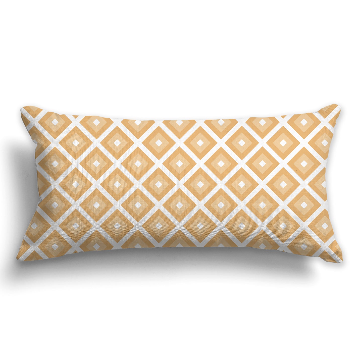 Throw Pillow with Radiating Two-tone Orange and White/Beige-white Squares on Both Sides, CAPC-1232-121