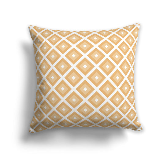 Throw Pillow with Radiating Two-tone Orange and White/Beige-white Squares on Both Sides, CAPC-1232-121