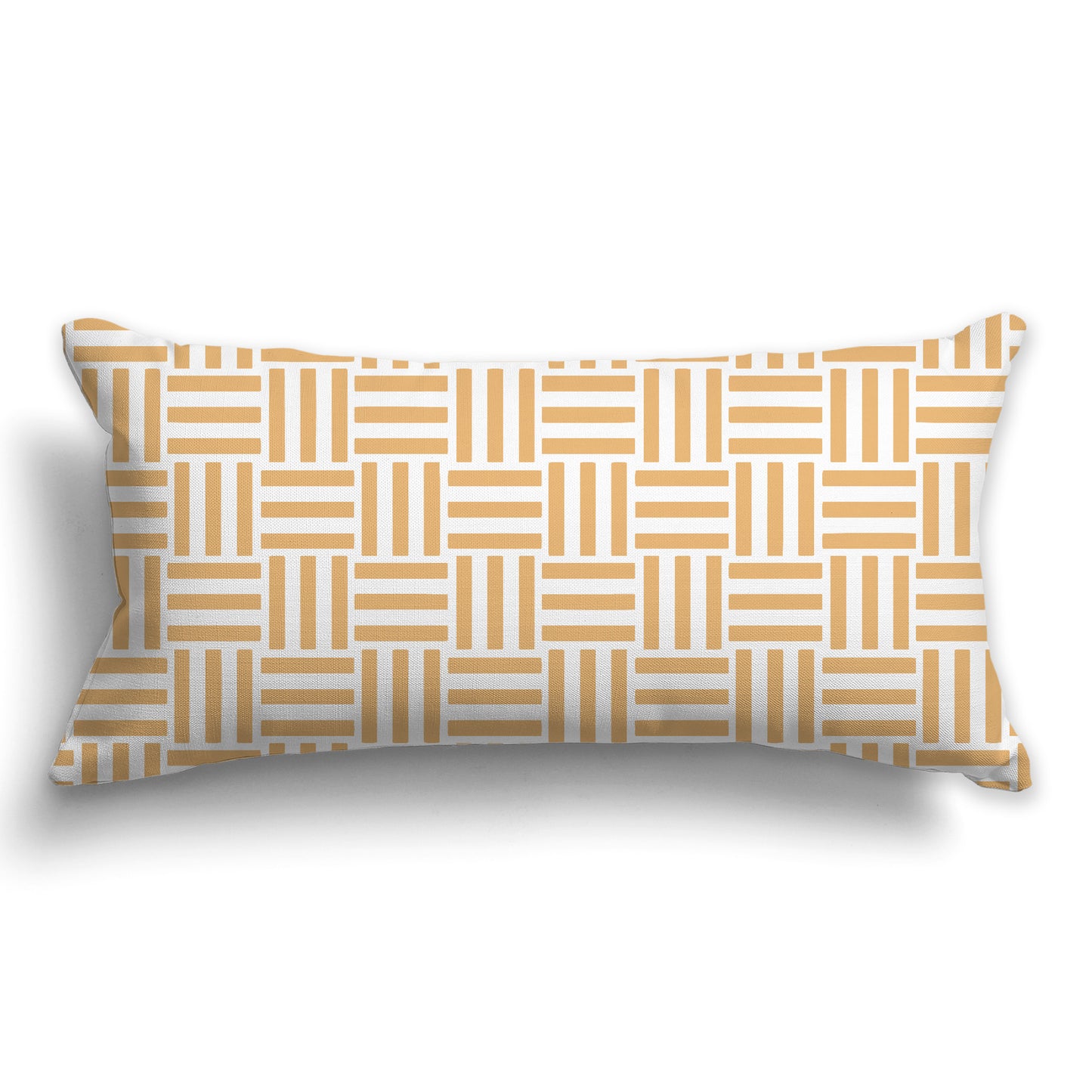 Throw Pillow with Orange and White/Beige-white Basket Weave Pattern on Both Sides, CAPC-1232-141