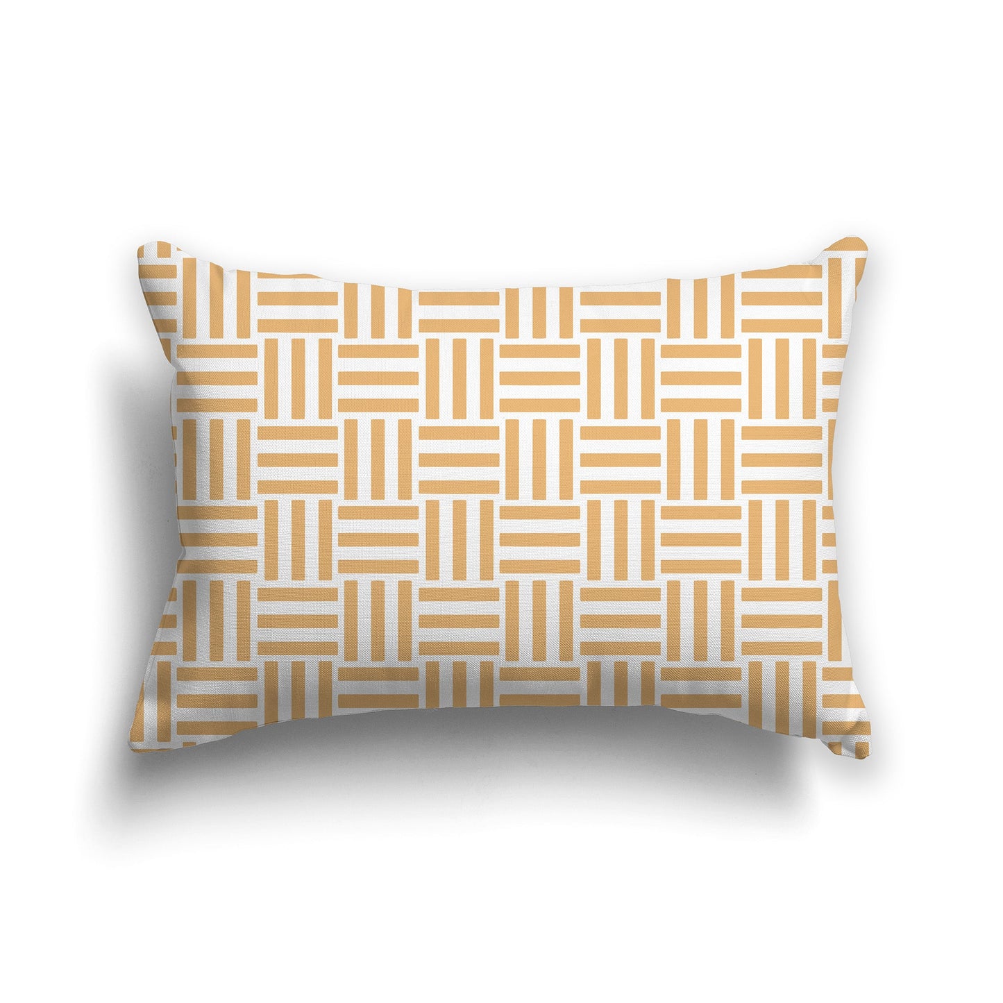 Throw Pillow with Orange and White/Beige-white Basket Weave Pattern on Both Sides, CAPC-1232-141