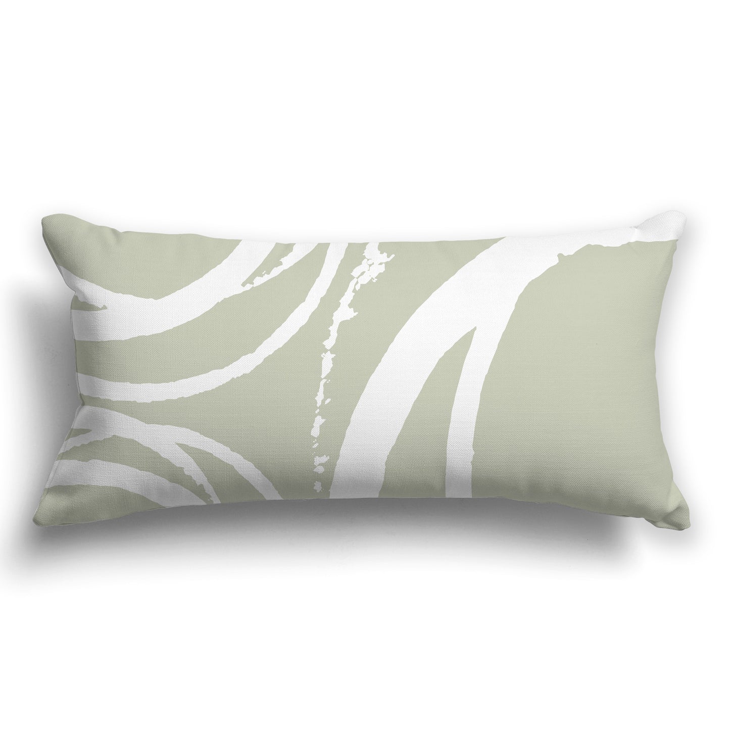 Pale Green Throw Pillow with a Circular White/Beige-white Graphic on Both Sides, CAPC-1241-022