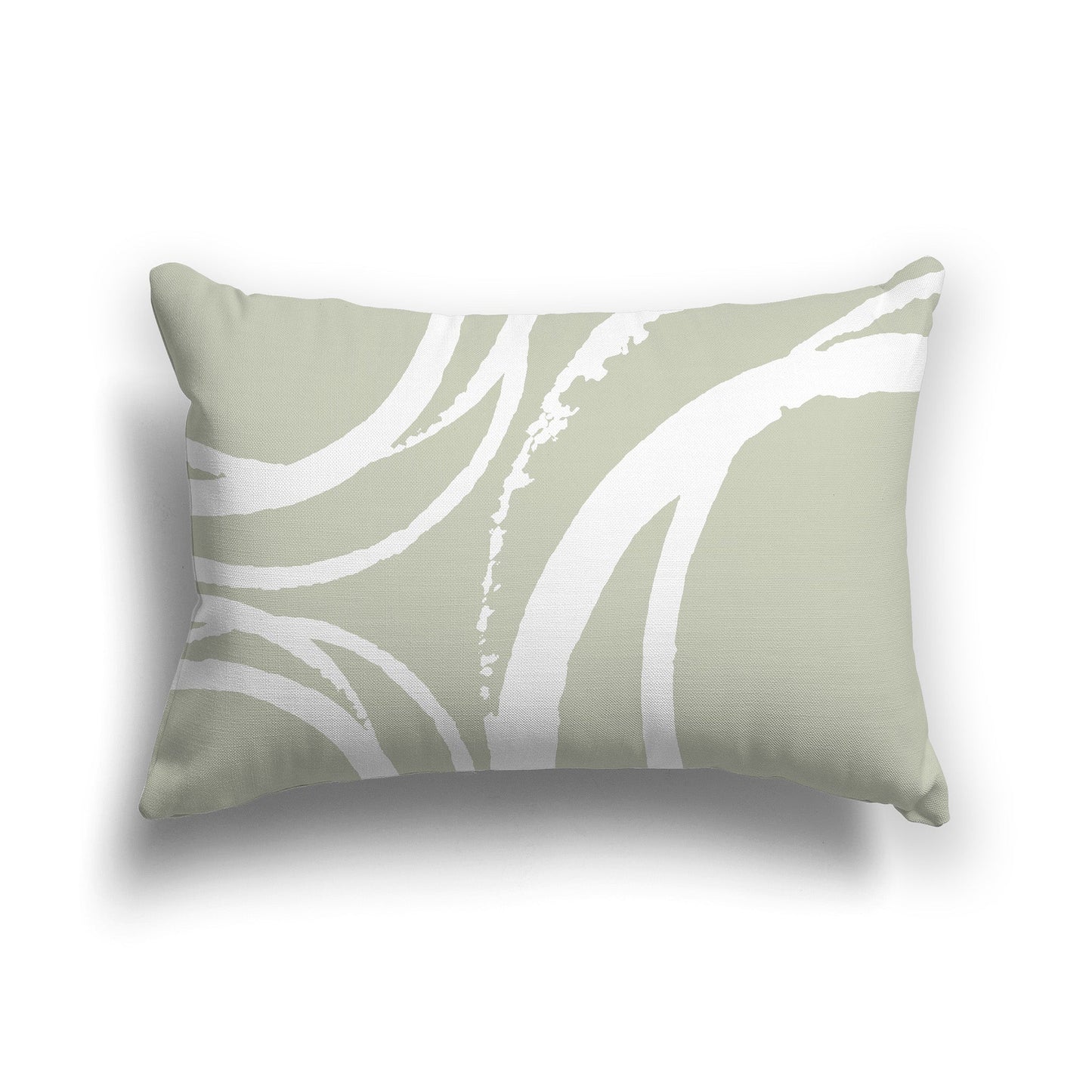 Pale Green Throw Pillow with a Circular White/Beige-white Graphic on Both Sides, CAPC-1241-022