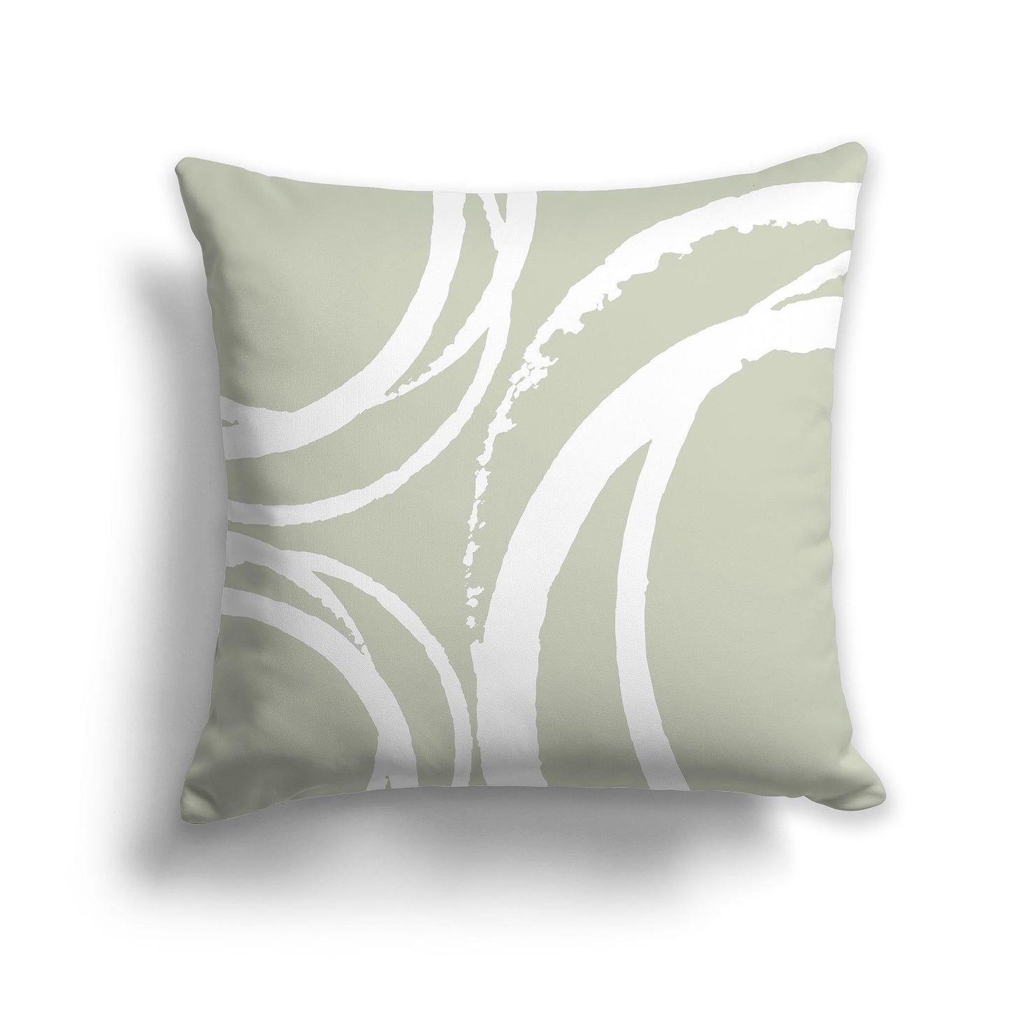 Pale Green Throw Pillow with a Circular White/Beige-white Graphic on Both Sides, CAPC-1241-022