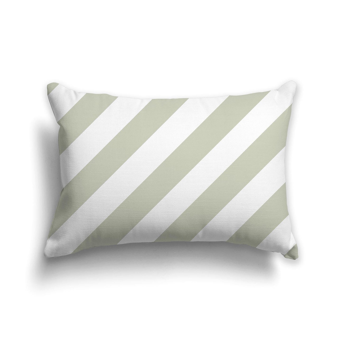 Throw Pillow with Pale Green and White/Beige-white Diagonal Bars on Both Sides, CAPC-1241-031