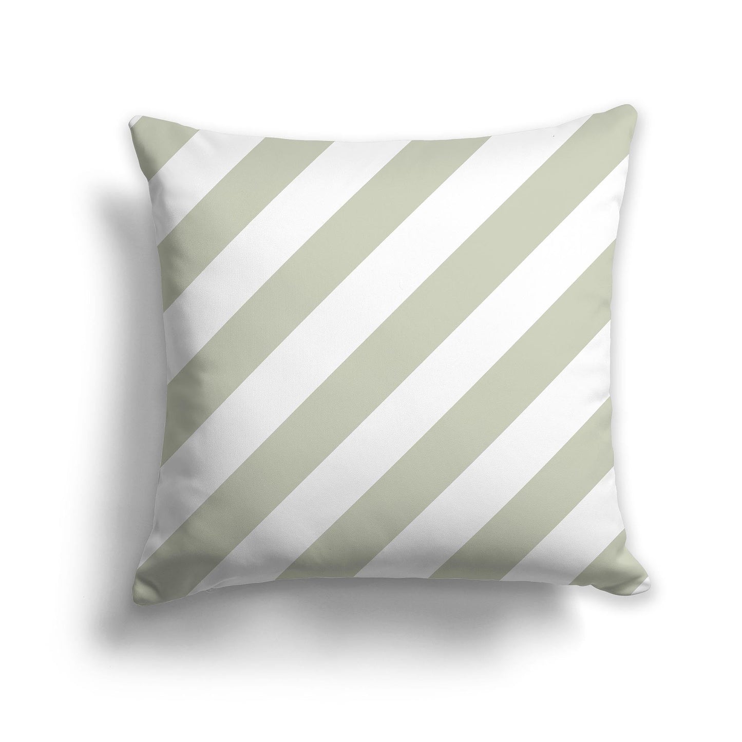 Throw Pillow with Pale Green and White/Beige-white Diagonal Bars on Both Sides, CAPC-1241-031