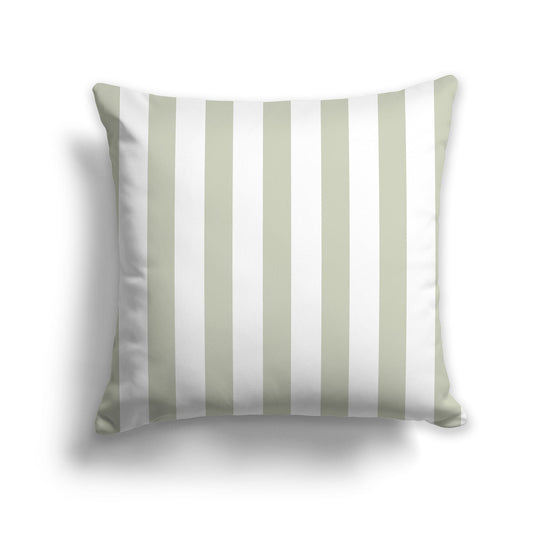 White/Beige-white Throw Pillow with Pale Green Vertical Bars on Front, CAPC-1241-051