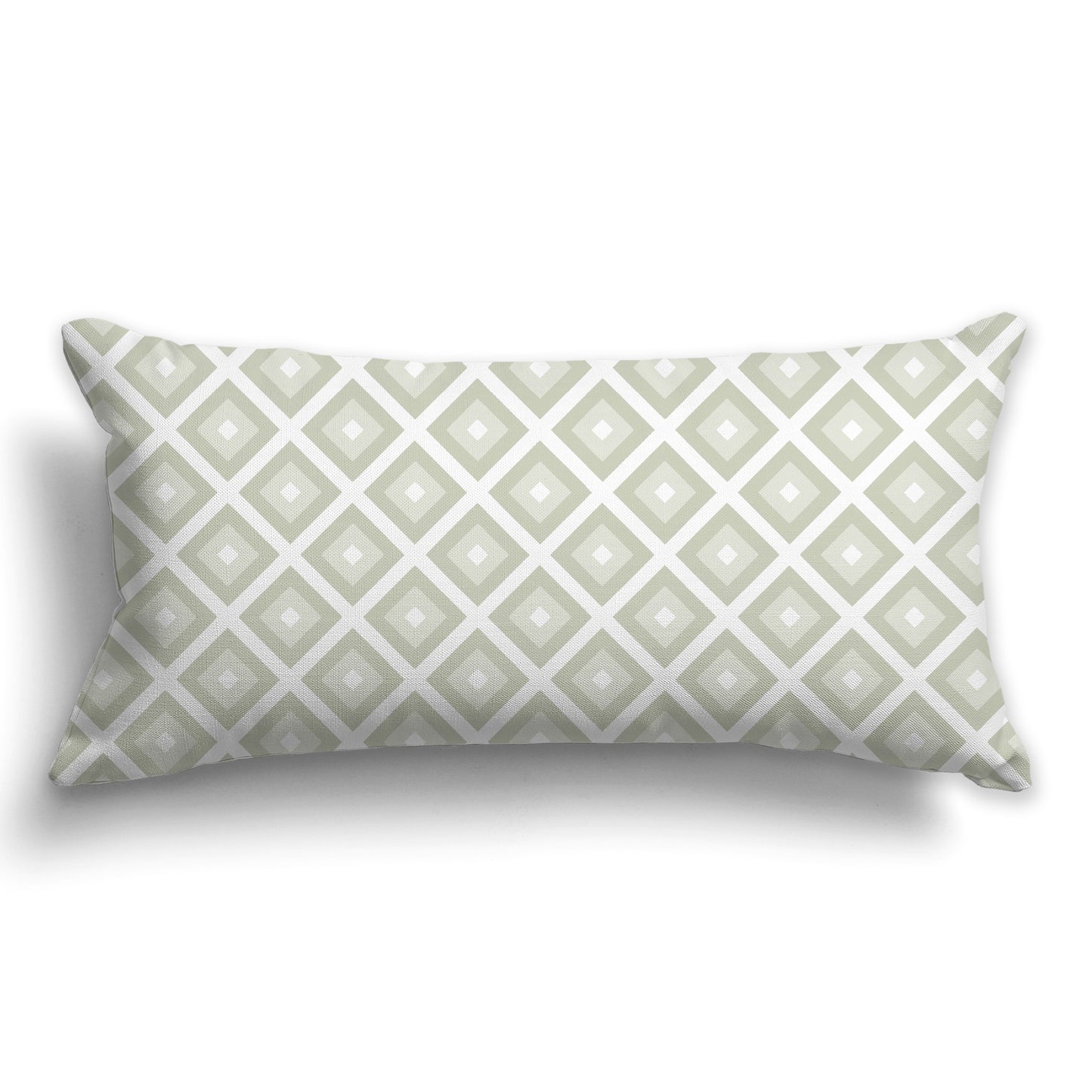 Throw Pillow with Radiating Pale Green and White/Beige-white Squares on Both Sides, CAPC-1241-121