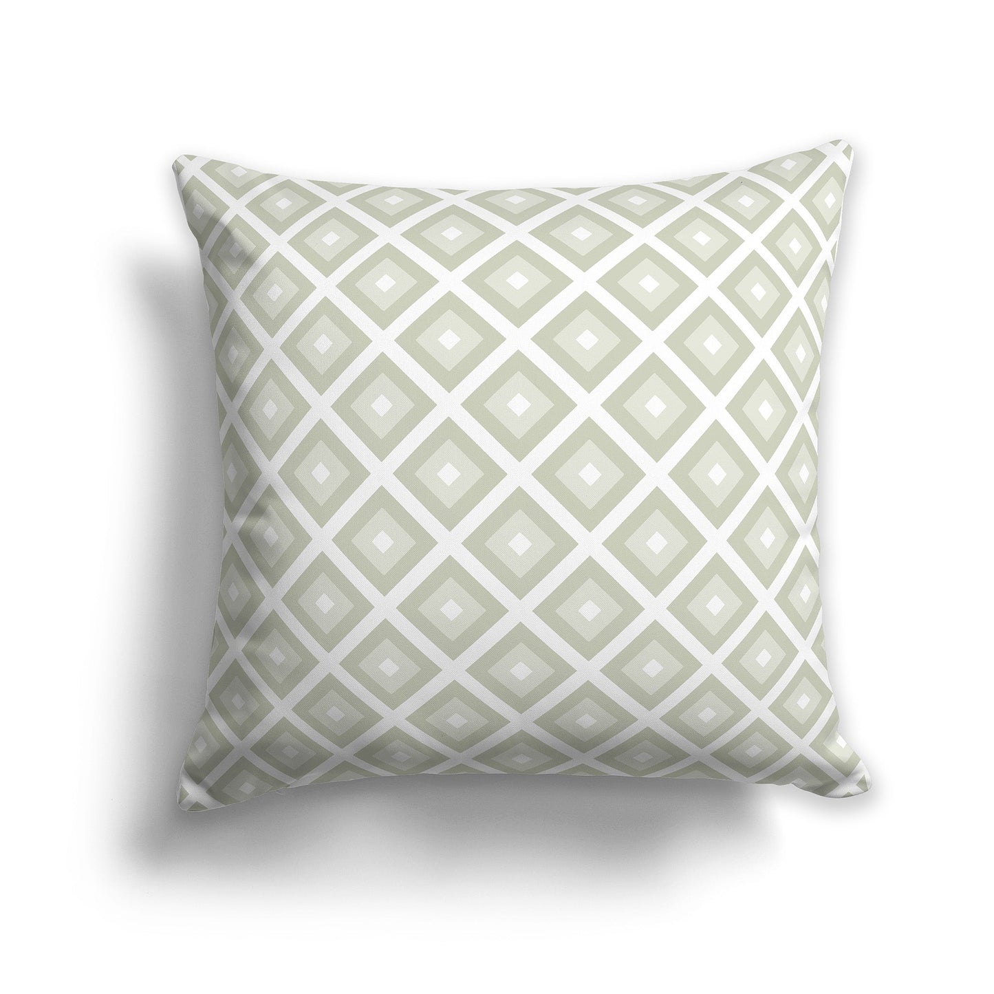 Throw Pillow with Radiating Pale Green and White/Beige-white Squares on Both Sides, CAPC-1241-121