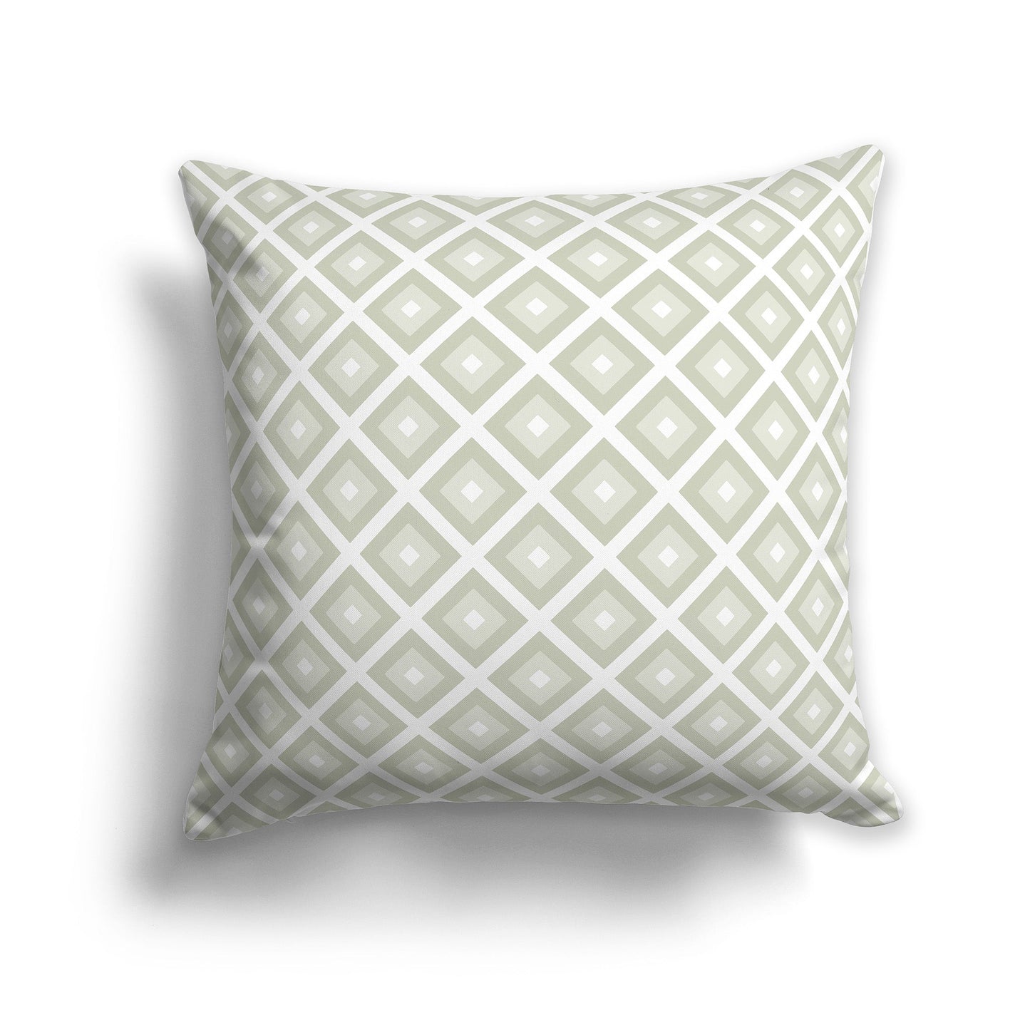 Throw Pillow with Radiating Pale Green and White/Beige-white Squares on Both Sides, CAPC-1241-121