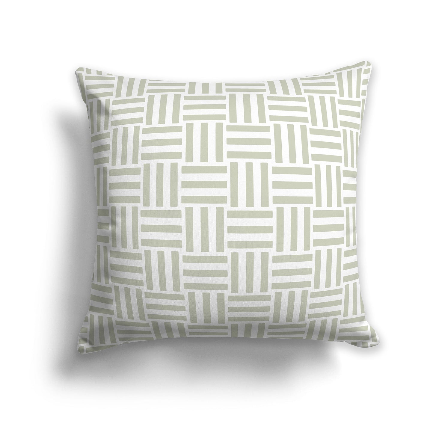 Throw Pillow with Pale Green and White/Beige-white Basket Weave Pattern on Both Sides, CAPC-1241-141