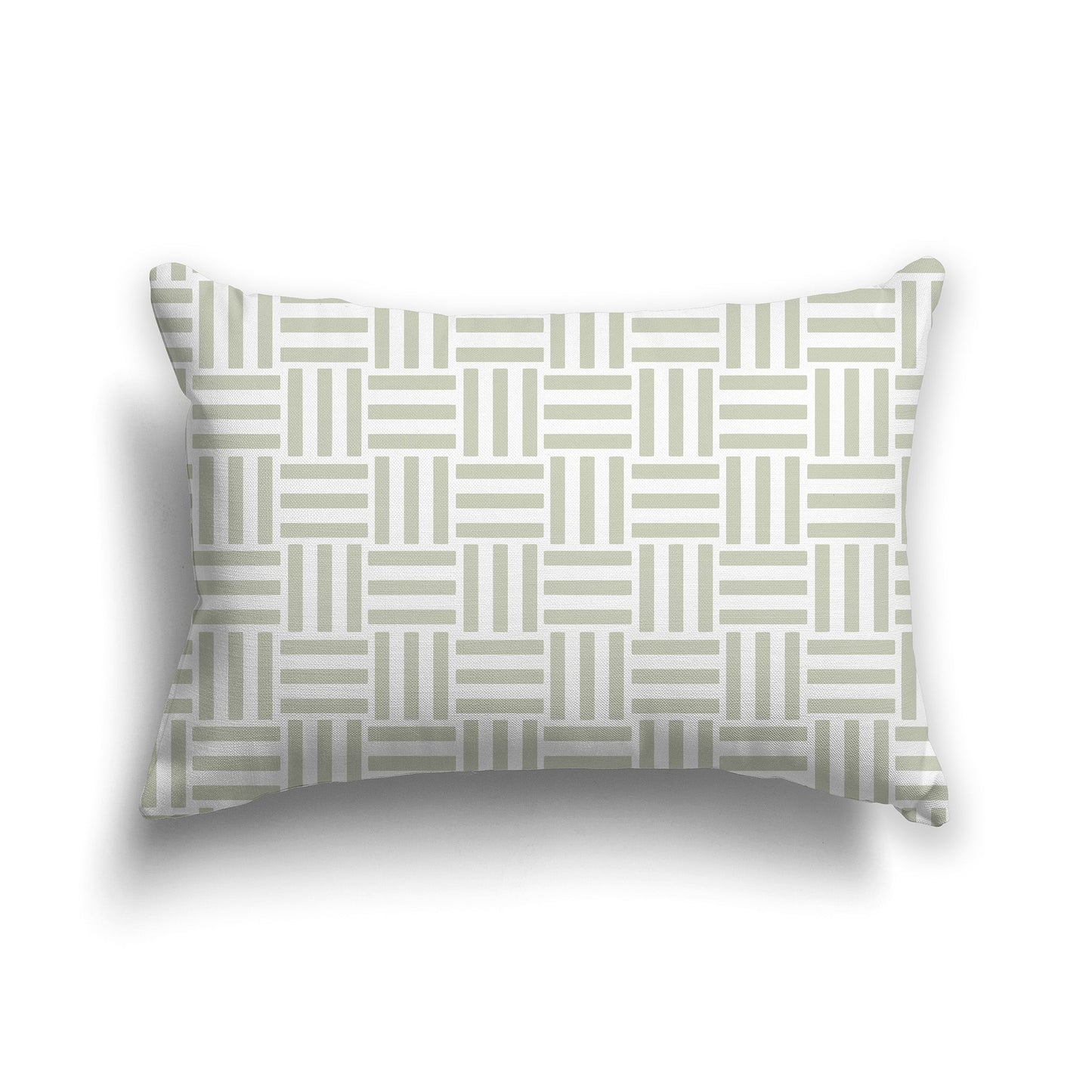 Throw Pillow with Pale Green and White/Beige-white Basket Weave Pattern on Both Sides, CAPC-1241-141