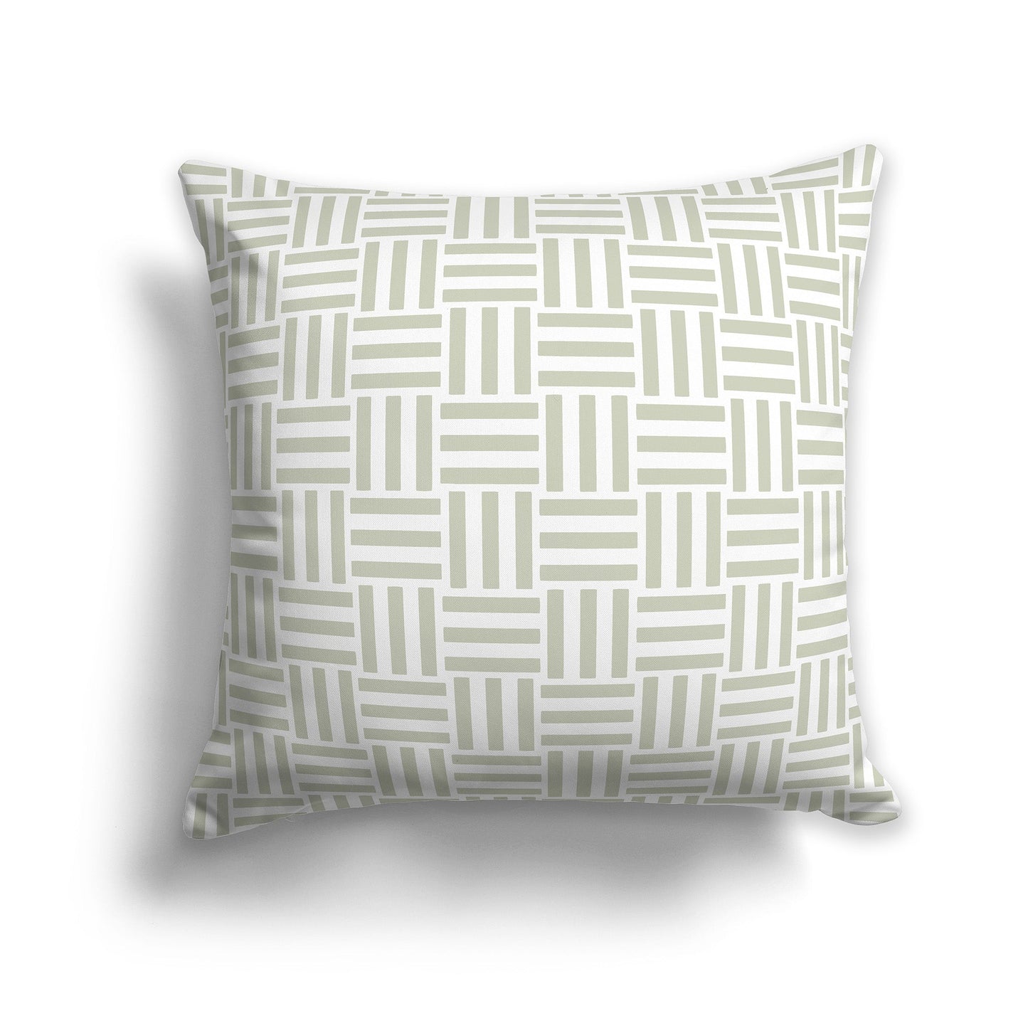 Throw Pillow with Pale Green and White/Beige-white Basket Weave Pattern on Both Sides, CAPC-1241-141