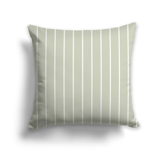 Pale Green Throw Pillow with Fine Vertical White/Beige-white Stripes on Front, CAPC-1241-152