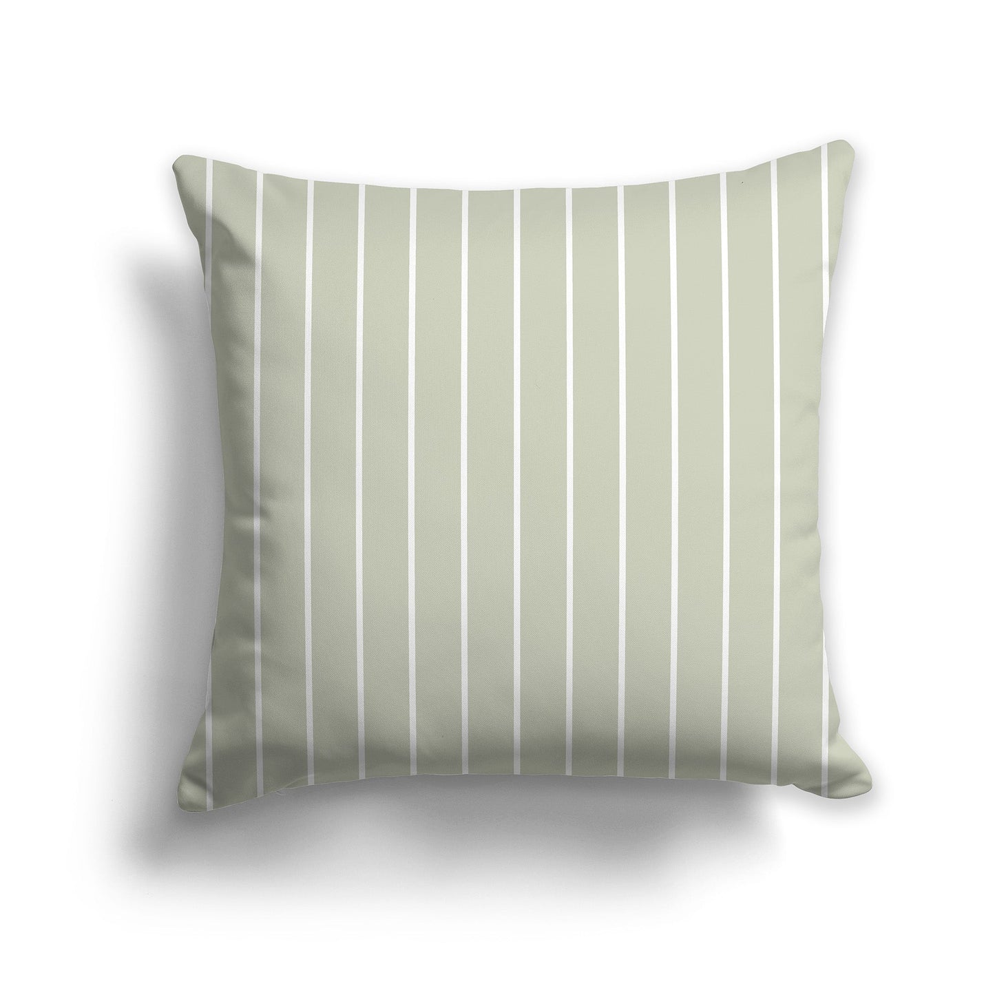 Pale Green Throw Pillow with Fine Vertical White/Beige-white Stripes on Front, CAPC-1241-152
