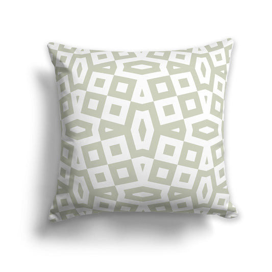 Throw Pillow with Pale Green and White/Beige-white Geometric Pattern on Both Sides, CAPC-1241-171