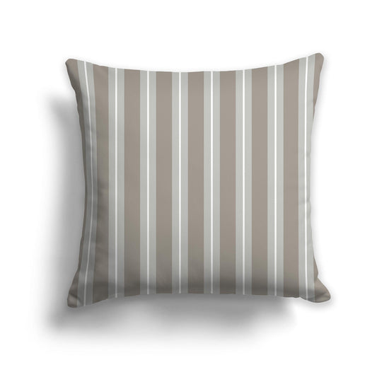 Brown Throw Pillow with Grey-green and White/Beige-white Multistripe Pattern on Front, CAPC-1242-072
