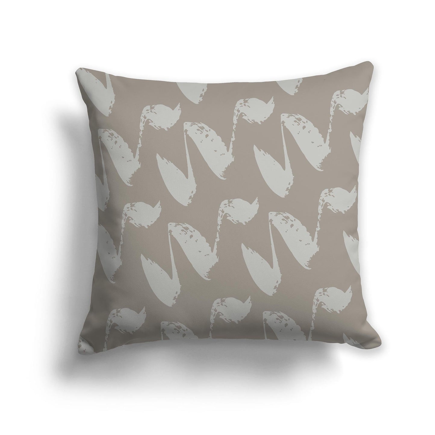 Brown Throw Pillow with Grey-green Squiggle Pattern on Both Sides, CAPC-1242-082