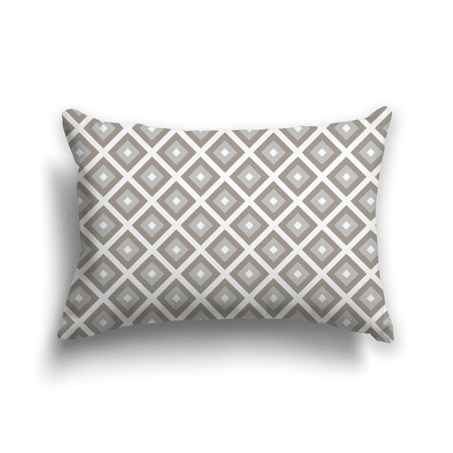 Throw Pillow with Radiating Brown, Grey-green and White/Beige-white Squares on Both Sides, CAPC-1242-121