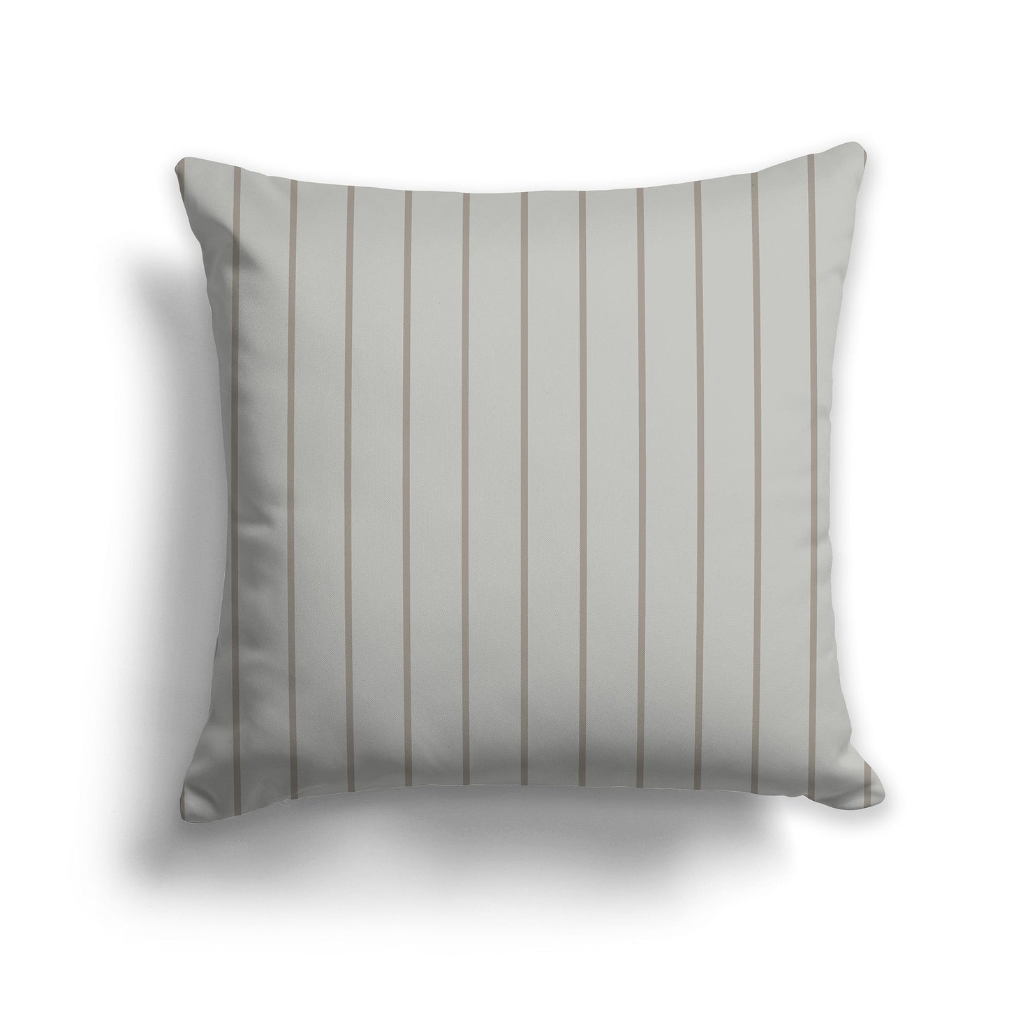 Grey-green Throw Pillow with Fine Vertical Brown Stripes on Front, CAPC-1242-151