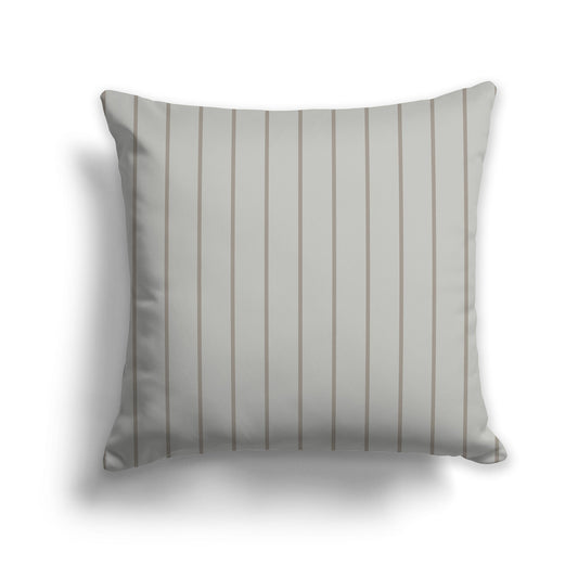 Grey-green Throw Pillow with Fine Vertical Brown Stripes on Front, CAPC-1242-151