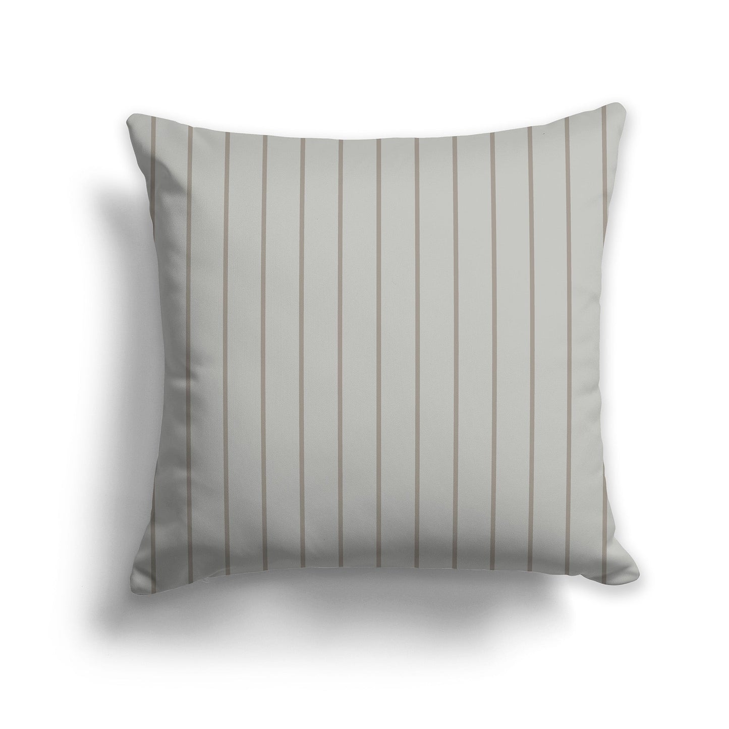Grey-green Throw Pillow with Fine Vertical Brown Stripes on Front, CAPC-1242-151