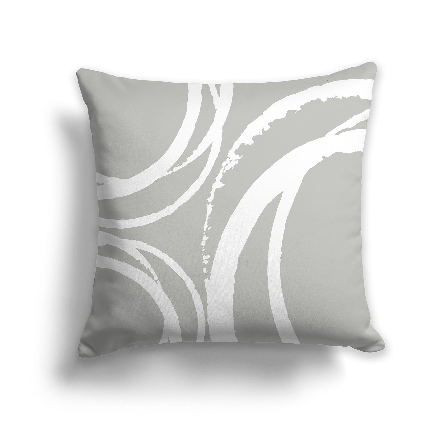 Grey Throw Pillow with Circular White/Beige-white Graphic on Both Sides, CAPC-1243-022