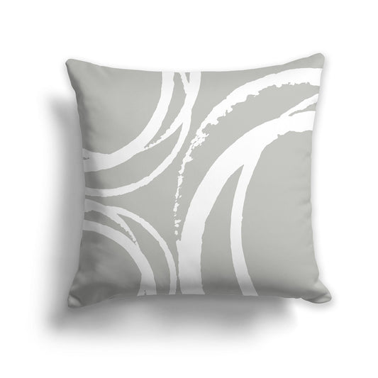 Grey Throw Pillow with Circular White/Beige-white Graphic on Both Sides, CAPC-1243-022