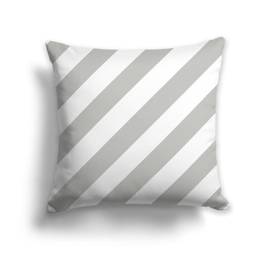Throw Pillow with Grey and White/Beige-white Diagonal Bars on Both Sides, CAPC-1243-031
