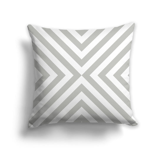 White/Beige-white Throw Pillow with Radiating Grey Diagonal Bars on Both Sides, CAPC-1243-041