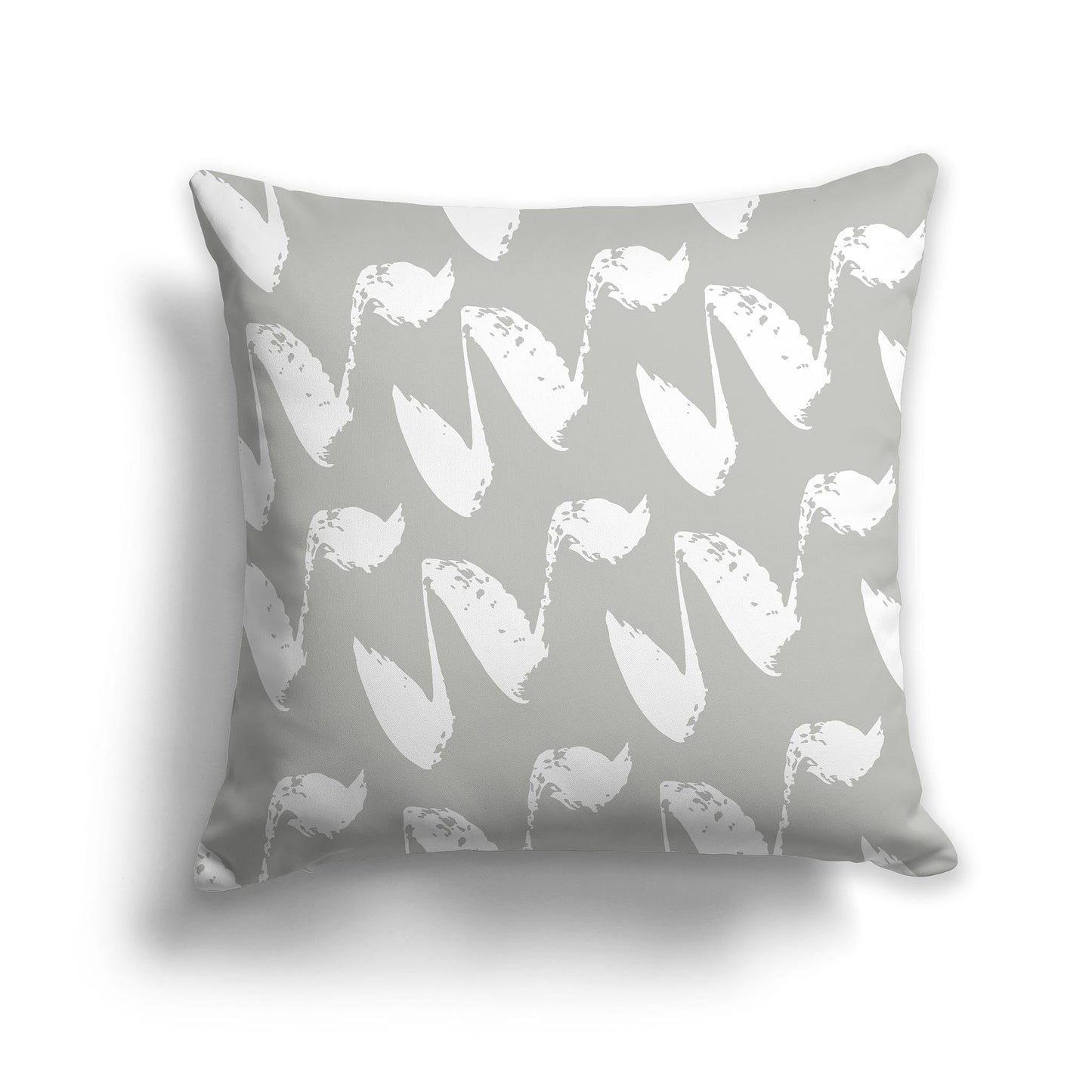 Grey Throw Pillow with White/Beige-white Squiggle Pattern on Both Sides, CAPC-1243-082