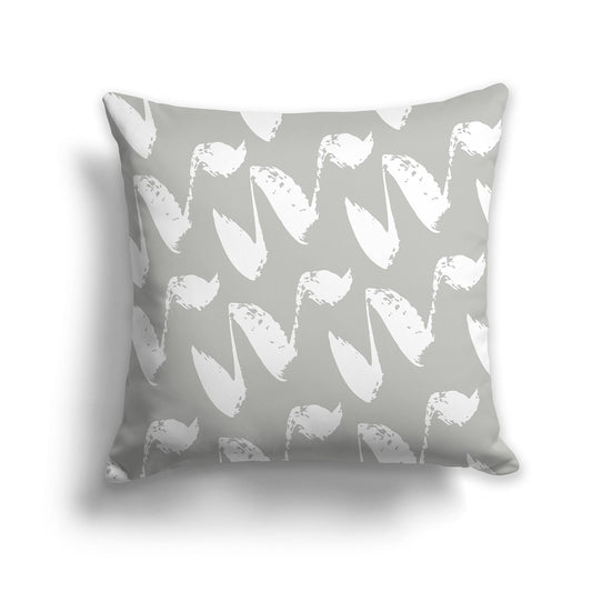 Grey Throw Pillow with White/Beige-white Squiggle Pattern on Both Sides, CAPC-1243-082