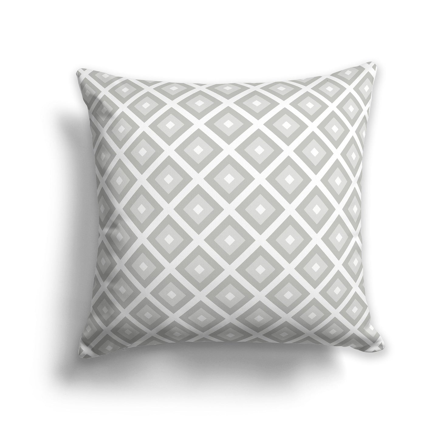 Throw Pillow with Radiating Two-tone Grey and White/Beige-white Squares on Both Sides, CAPC-1243-121