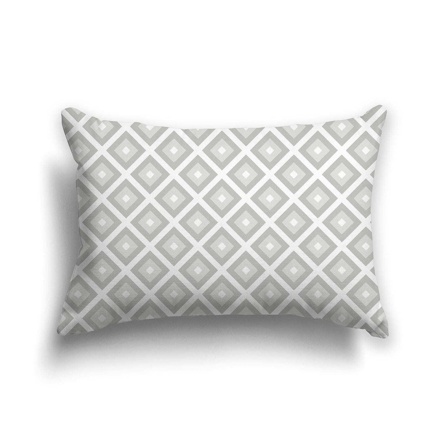 Throw Pillow with Radiating Two-tone Grey and White/Beige-white Squares on Both Sides, CAPC-1243-121