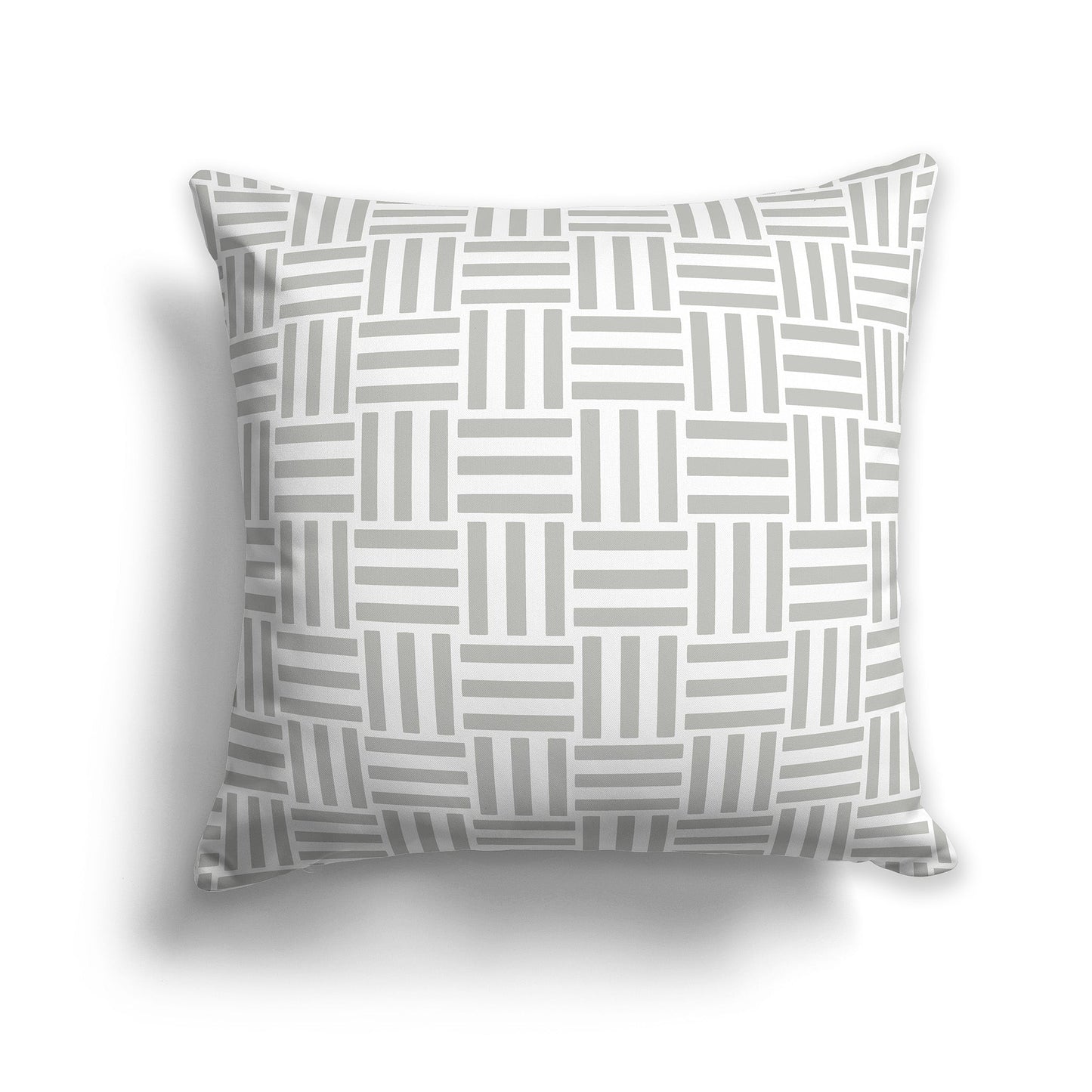 White/Beige-white Throw Pillow with Grey Basket Weave Pattern on Both Sides, CAPC-1243-141