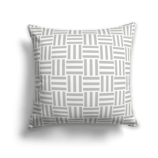 White/Beige-white Throw Pillow with Grey Basket Weave Pattern on Both Sides, CAPC-1243-141