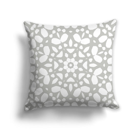 Grey Throw Pillow with White/Beige-white Circular Pattern on Both Sides, CAPC-1243-182