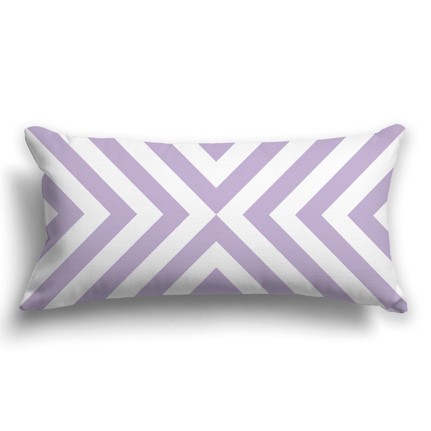 Throw Pillow with Radiating Diagonal Mauve and White/Beige-white Bars on Both Sides, CAPC-1251-041