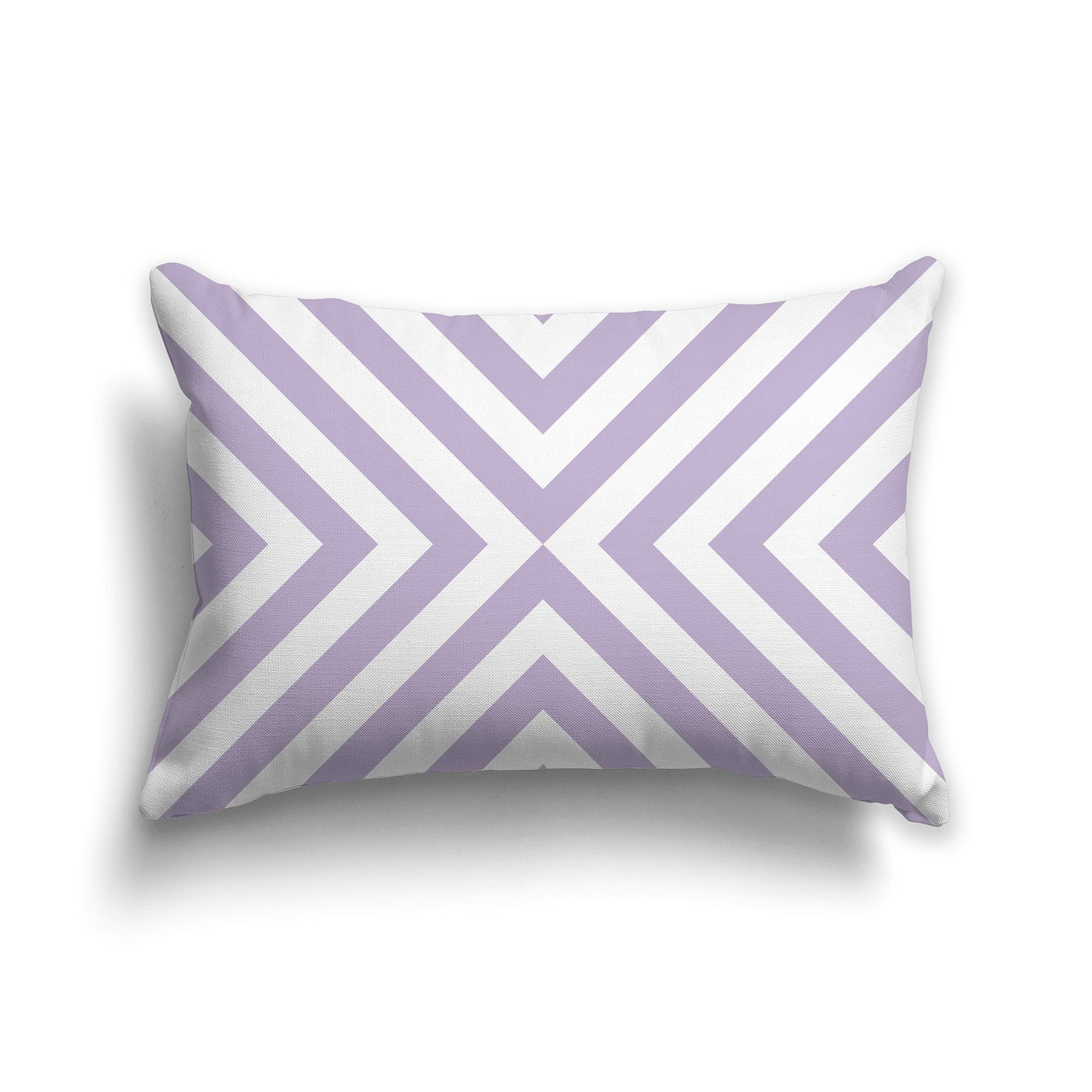 Throw Pillow with Radiating Diagonal Mauve and White/Beige-white Bars on Both Sides, CAPC-1251-041