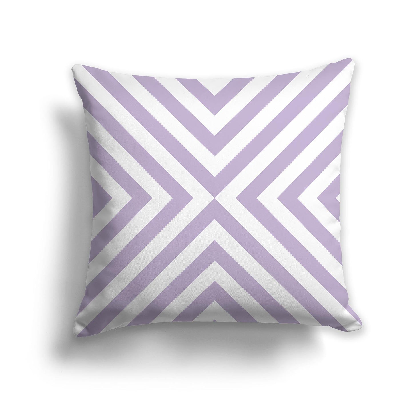 Throw Pillow with Radiating Diagonal Mauve and White/Beige-white Bars on Both Sides, CAPC-1251-041