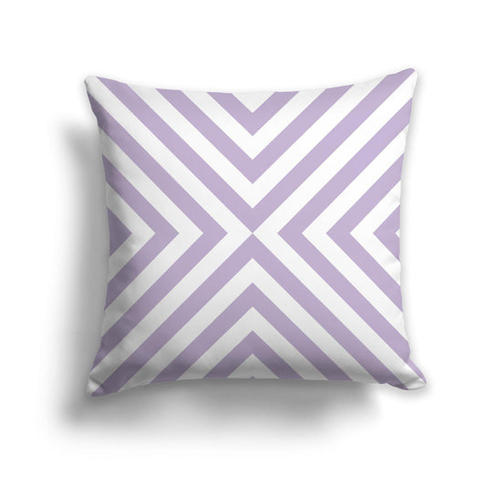 Throw Pillow with Radiating Diagonal Mauve and White/Beige-white Bars on Both Sides, CAPC-1251-041