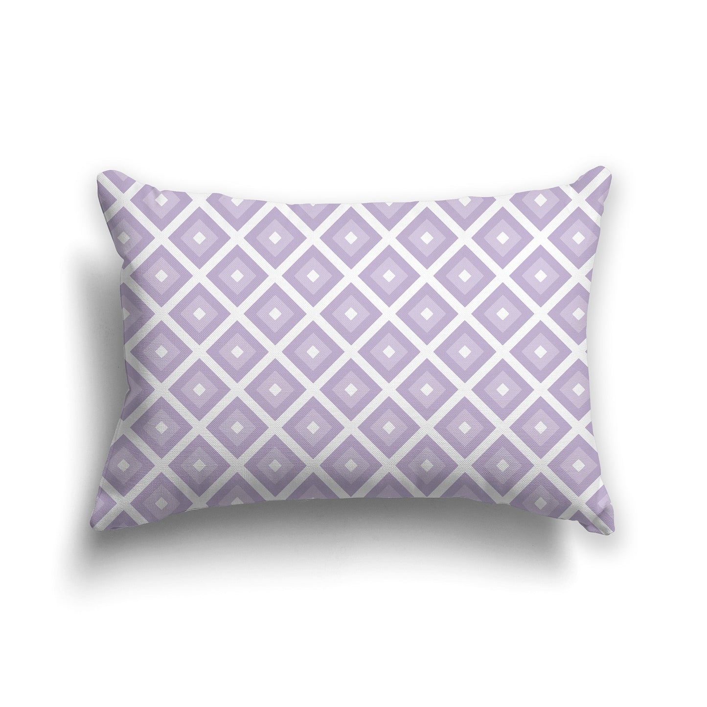 Throw Pillow with Radiating Mauve and White/Beige-white Squares on Both Sides, CAPC-1251-121