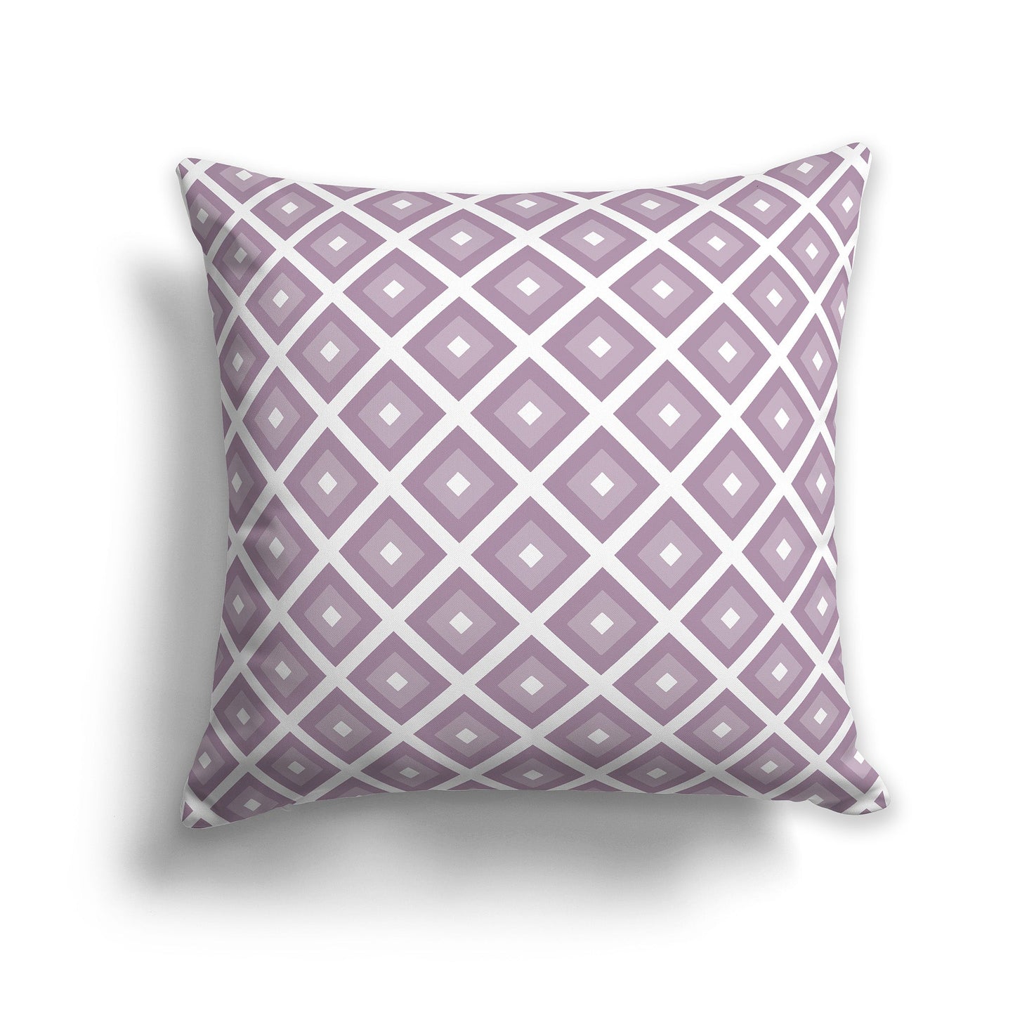 Throw Pillow with Radiating Two-tone Mauve and White/Beige-white Squares on Both Sides, CAPC-1252-121
