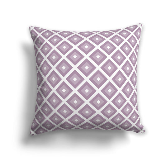 Throw Pillow with Radiating Two-tone Mauve and White/Beige-white Squares on Both Sides, CAPC-1252-121