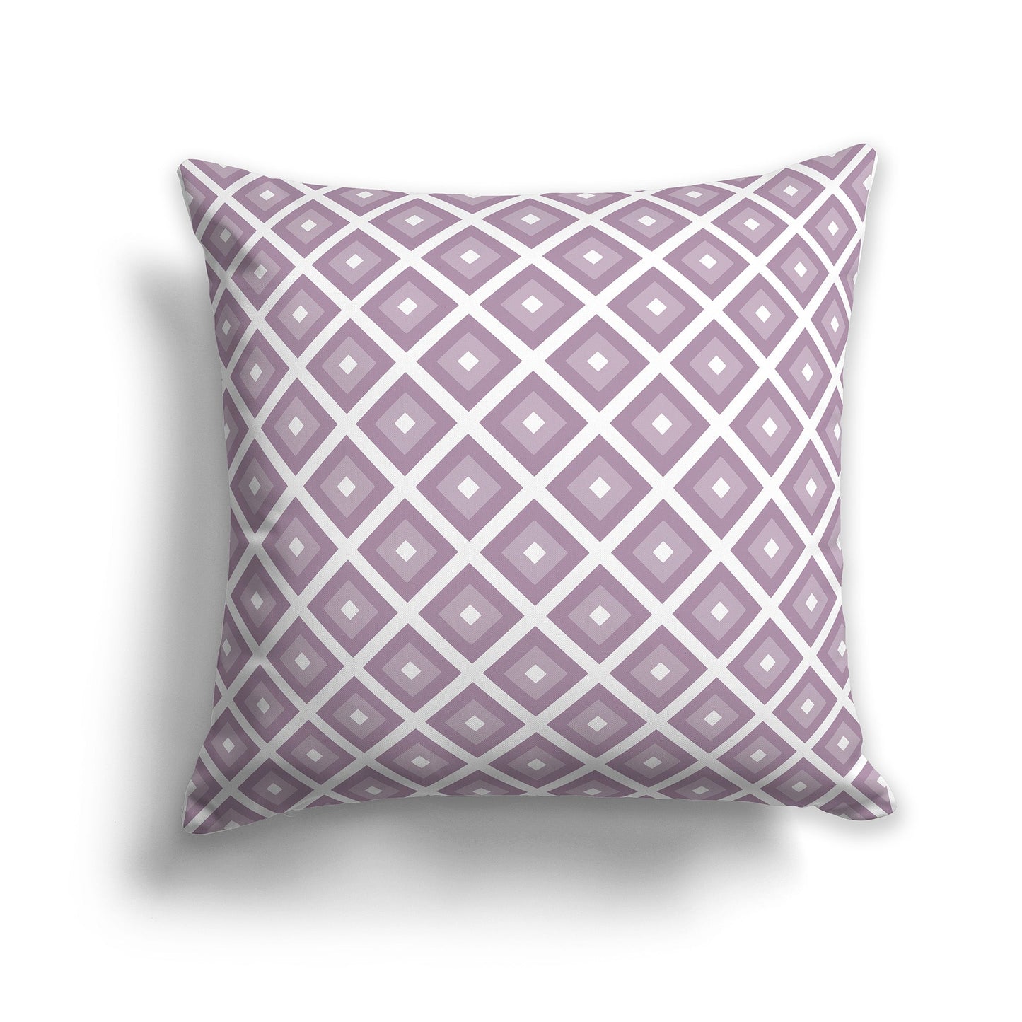 Throw Pillow with Radiating Two-tone Mauve and White/Beige-white Squares on Both Sides, CAPC-1252-121