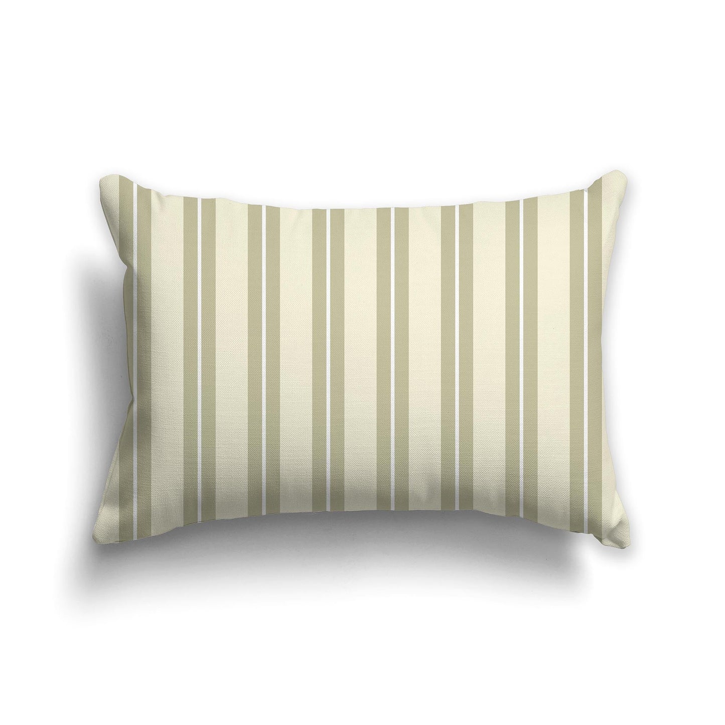 Yellow Throw Pillow with Green and White/Beige-white Multistripe Pattern on Front, CAPC-1255-071