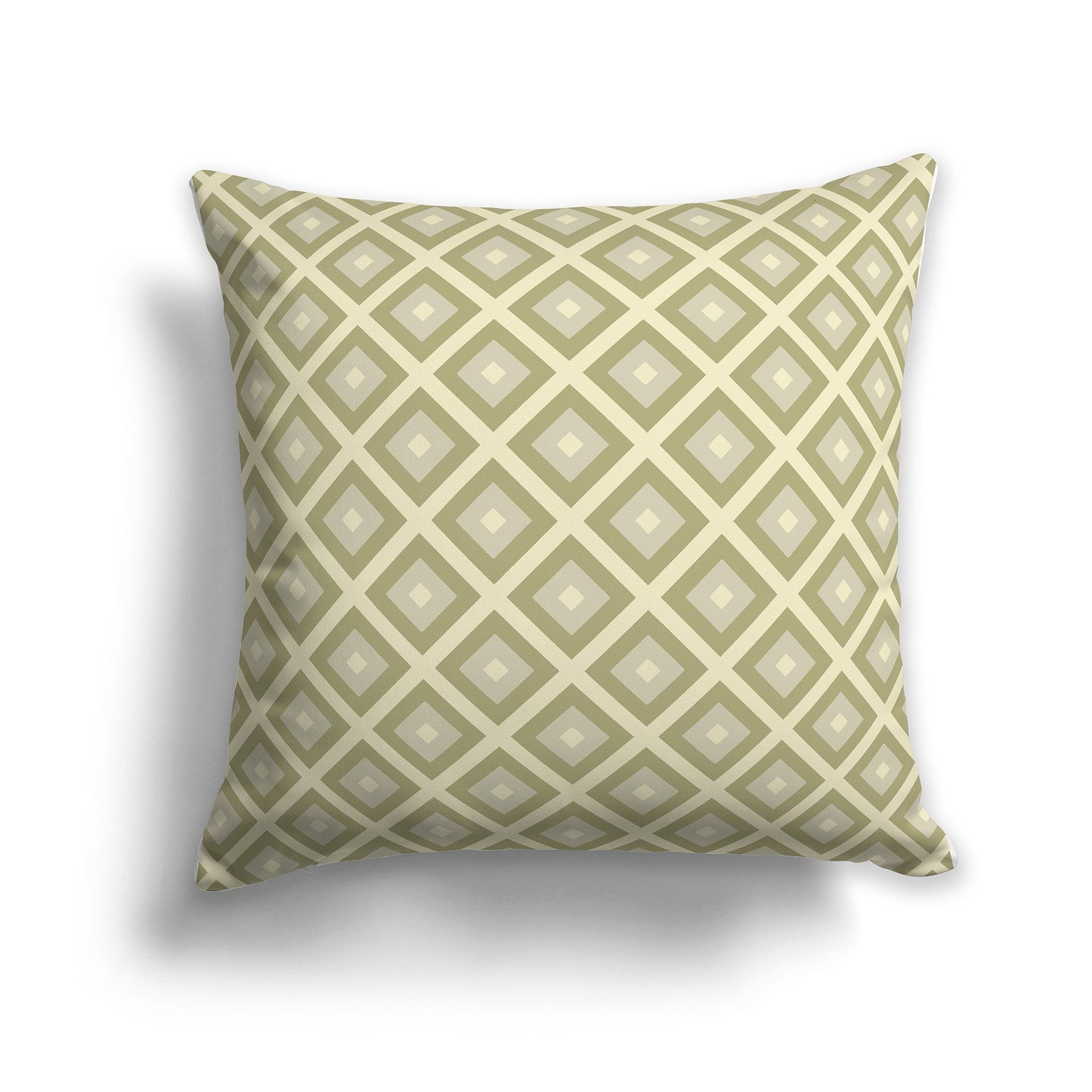 Throw Pillow with Radiating Two-tone Green and Yellow Squares on Both Sides, CAPC-1255-121